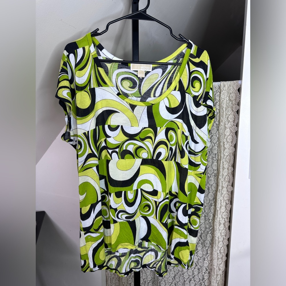 Michael Kors Lightweight Summer Psychedelic Swirly Fun Summer Top L